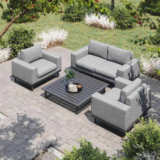 Maze - Outdoor Fabric Ethos 2 Seat Sofa Set - Flanelle with Square Coffee Table - Blythe Living