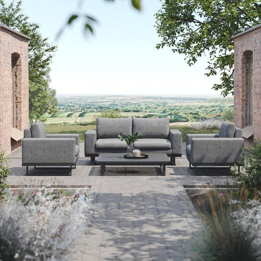 Maze - Outdoor Fabric Ethos 2 Seat Sofa Set - Flanelle with Square Coffee Table - Blythe Living