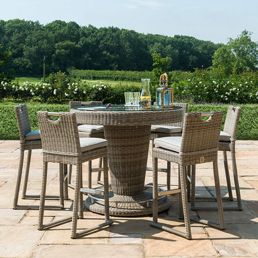 Maze - Oxford 6 Seat Round Rattan Bar Set with Ice Bucket - Blythe Living