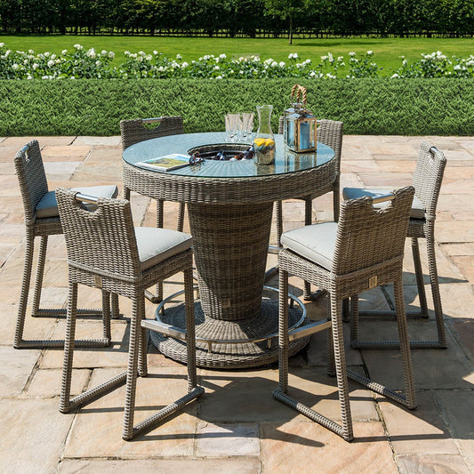 Maze - Oxford 6 Seat Round Rattan Bar Set with Ice Bucket - Blythe Living