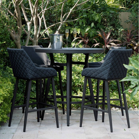 Maze - Outdoor Fabric Regal 4 Seat Round Bar Set - Charcoal - Blythe Living