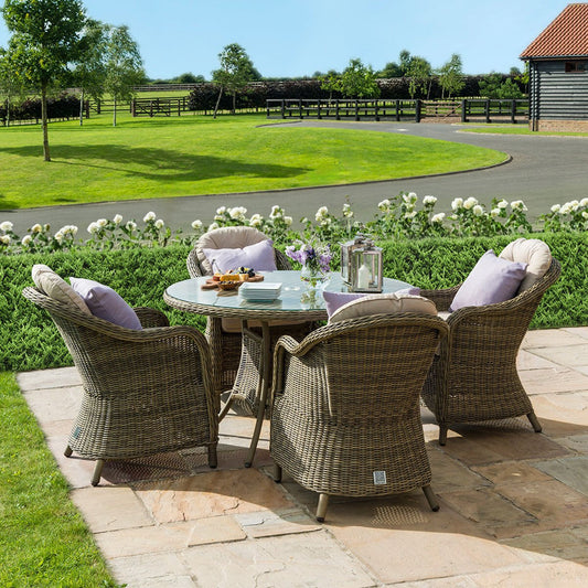 Maze - Winchester Heritage 4 Seat Round Rattan Dining Set - Blythe Living