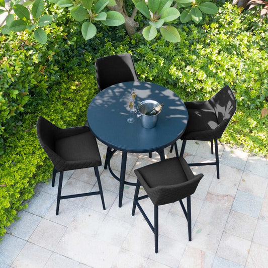 Maze - Outdoor Fabric Regal 4 Seat Round Bar Set - Charcoal - Blythe Living