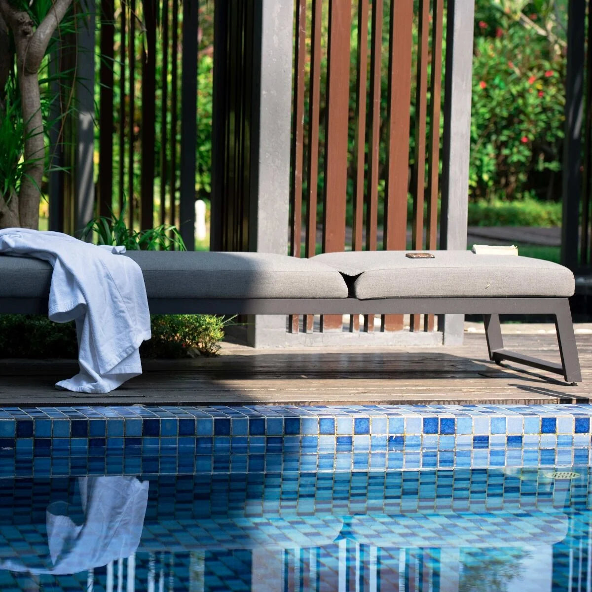 Maze - Outdoor Fabric Allure Sunlounger - Flanelle - Blythe Living