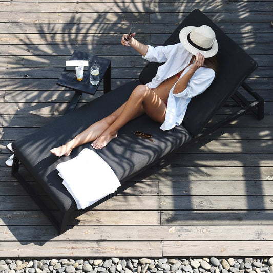 Maze - Outdoor Fabric Allure Sun Lounger - Charcoal - Blythe Living