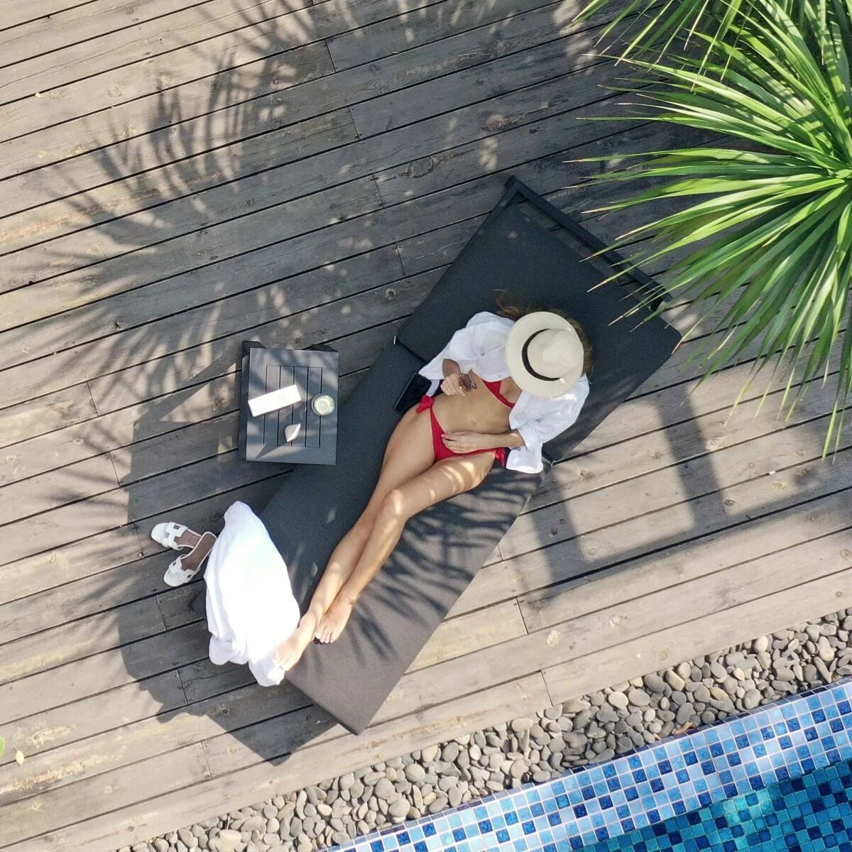 Maze - Outdoor Fabric Allure Sun Lounger - Charcoal - Blythe Living