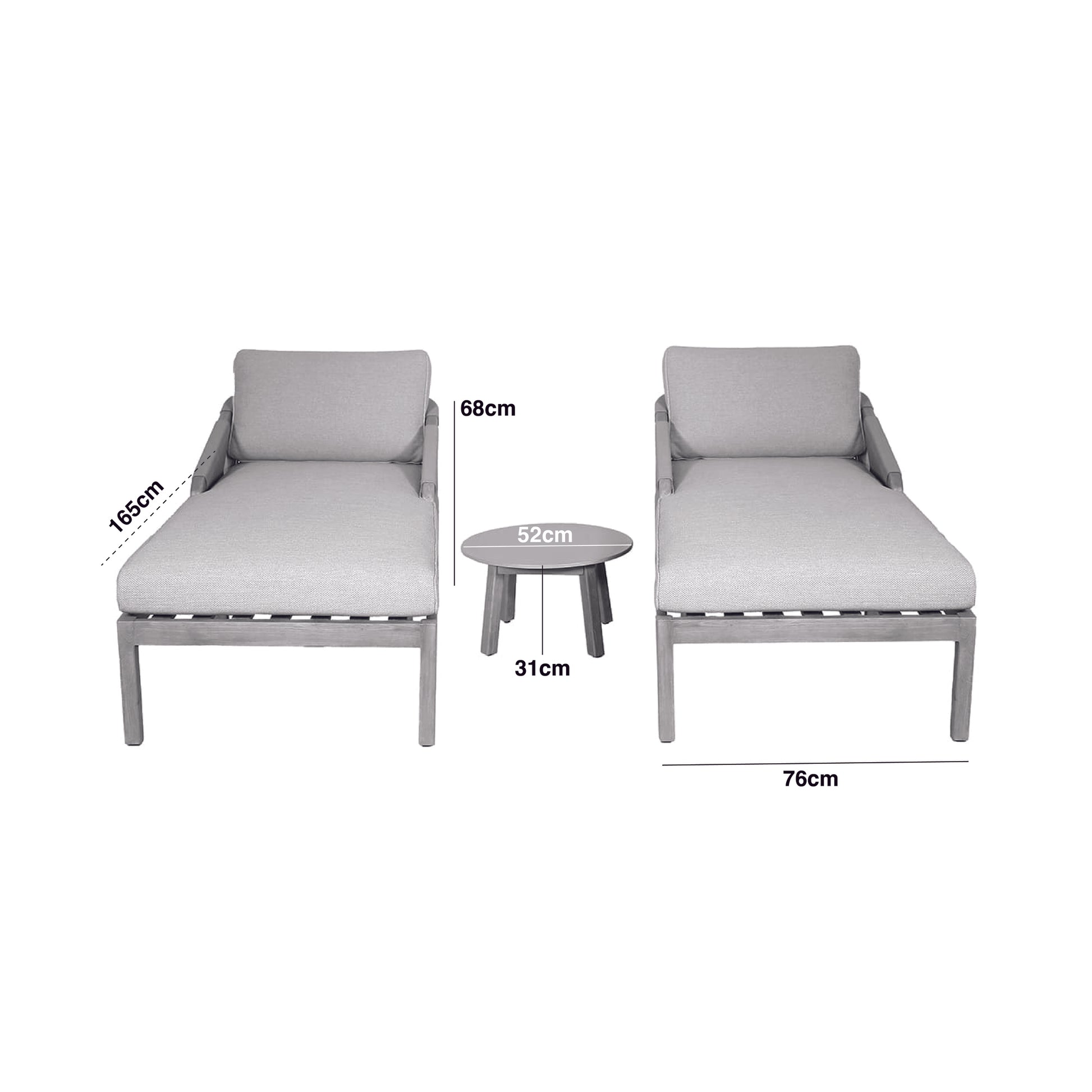 Maze - Martinique Rope Weave Double Sun Lounger Set with Round Coffee Table - Blythe Living