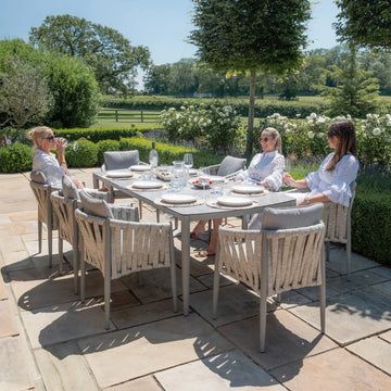 Maze - Milan Rope Weave 8 Seat Rectangular Dining Set - Cool Linen - Blythe Living