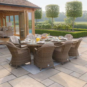 Maze - Winchester 8 Seat Oval Dining Set with Heritage Dining Chairs & Woven Lazy Susan - Blythe Living