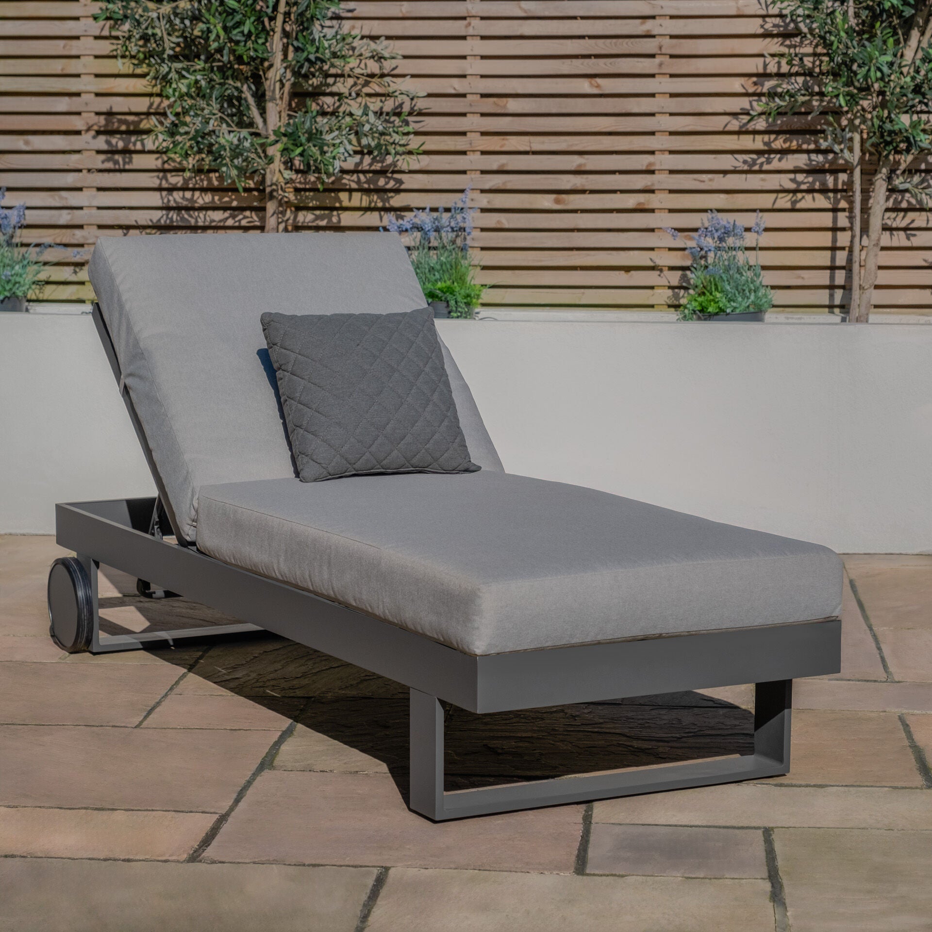 Maze - Vancouver / New York Aluminium Sunlounger - Dove Grey - Blythe Living