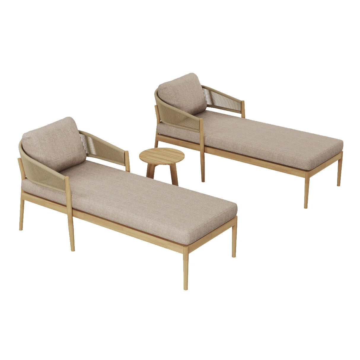 Maze - Porto Rope Weave Double Sun Lounger Set with Small Round Coffee Table - Blythe Living