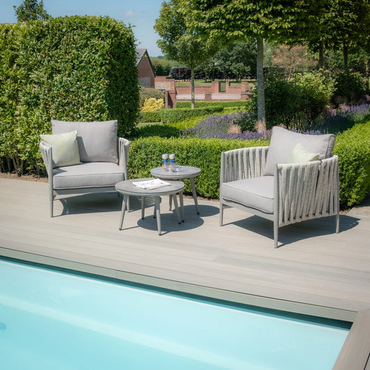 Maze - Milan Rope Weave Lounge Set with 2 Round Coffee Tables - Cool Linen - Blythe Living