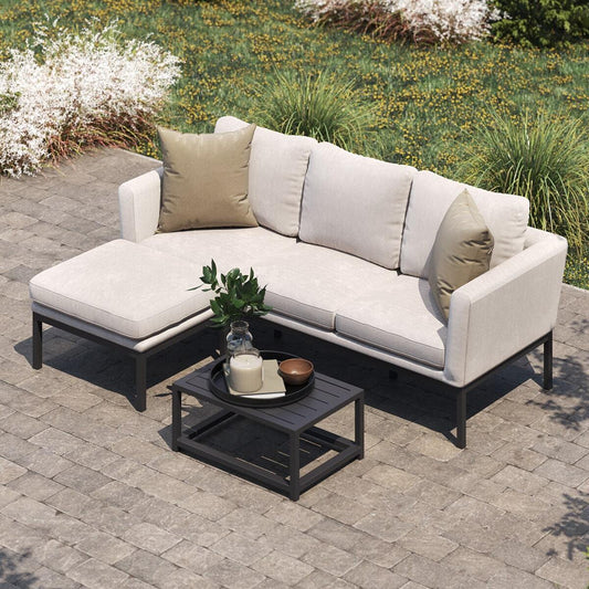 Maze - Outdoor Fabric Pulse Chaise Sofa Set - Oatmeal - Blythe Living