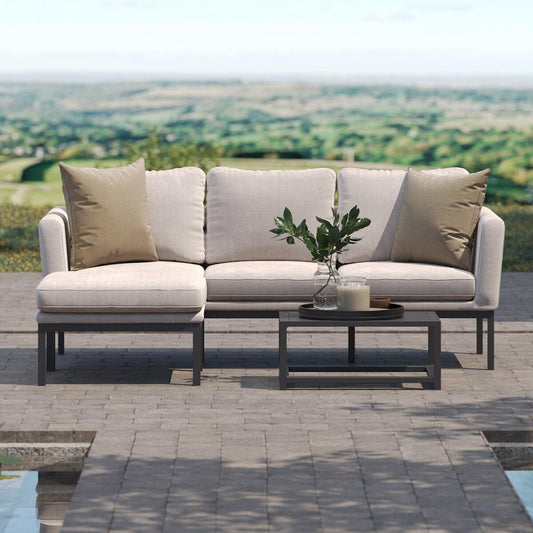 Maze - Outdoor Fabric Pulse Chaise Sofa Set - Oatmeal - Blythe Living