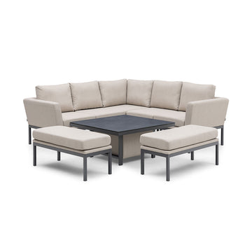 Maze - Outdoor Fabric Pulse Square Corner Dining Set with Rising Table - Oatmeal - Blythe Living