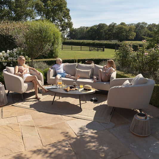 Maze - Outdoor Fabric Ambition 3 Seat Sofa Set with Oval Coffee Table - Oatmeal - Blythe Living