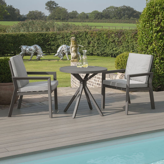 Maze - New York 3 Piece Aluminium Bistro Set - Dove Grey - Blythe Living