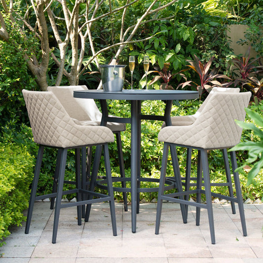 Maze - Outdoor Fabric Regal 4 Seat Round Bar Set - Oatmeal - Blythe Living