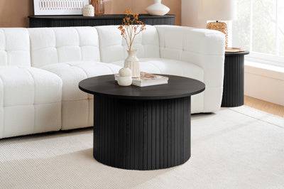 AXEL ROUND FLUTED COFFEE TABLE BLACK - Blythe Living