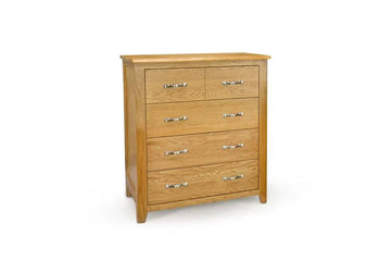 Brantham 4 Drawer Oak Chest of Drawers - Natural Oak - Blythe Living