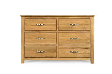 Brantham 6 Drawer Oak Chest of Drawers - Natural Oak - Blythe Living
