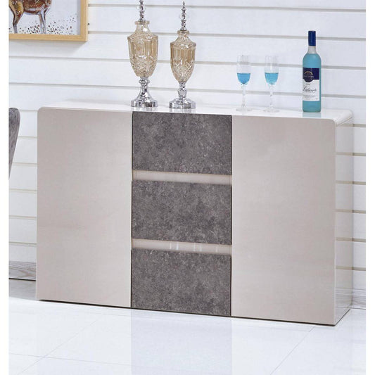 Belarus High Gloss Sideboard Cream and Stone