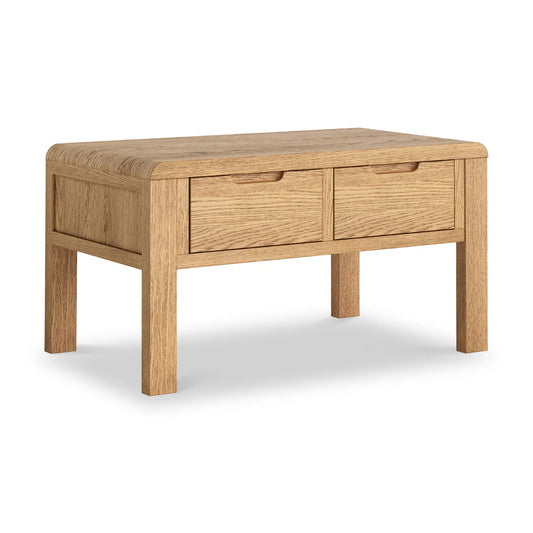 Best Thurlestone 90cm Curved Oak 2 Drawer Coffee Table