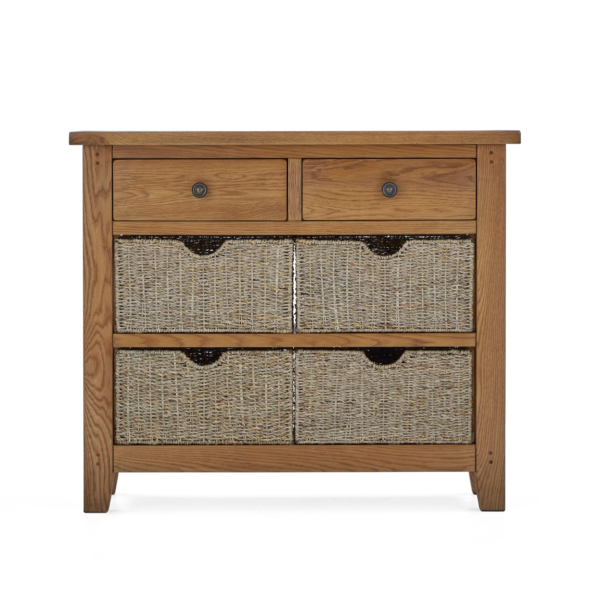 Buy Burford Country Oak Console Table with Basket Online