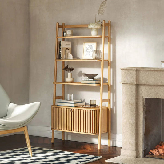 Buy Soho Oak Large Bookcase with 2 Door Slatted Cupboard