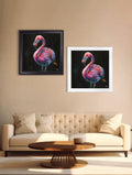 Flamingo Print 'Florrie' by Amy Ansell - Black Square Frame - Blythe Living