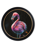 Flamingo Print 'Florrie' by Amy Ansell - Oxford Round Frame - Blythe Living