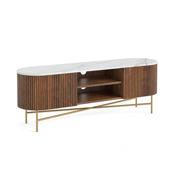 Harvard Large Media Stand with Marble Top - Blythe Living