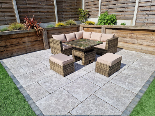 Georgia Corner Hi/Low Dining Set Nature/Brown With Ice Bucket - Blythe Living