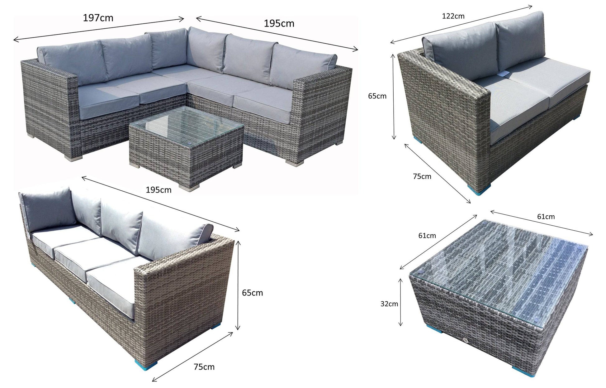 Georgia Corner Sofa Set in Grey - Blythe Living
