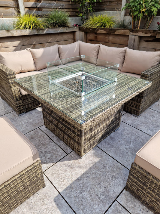 Georgia Outdoor Brown Rattan Corner Sofa Dining Set