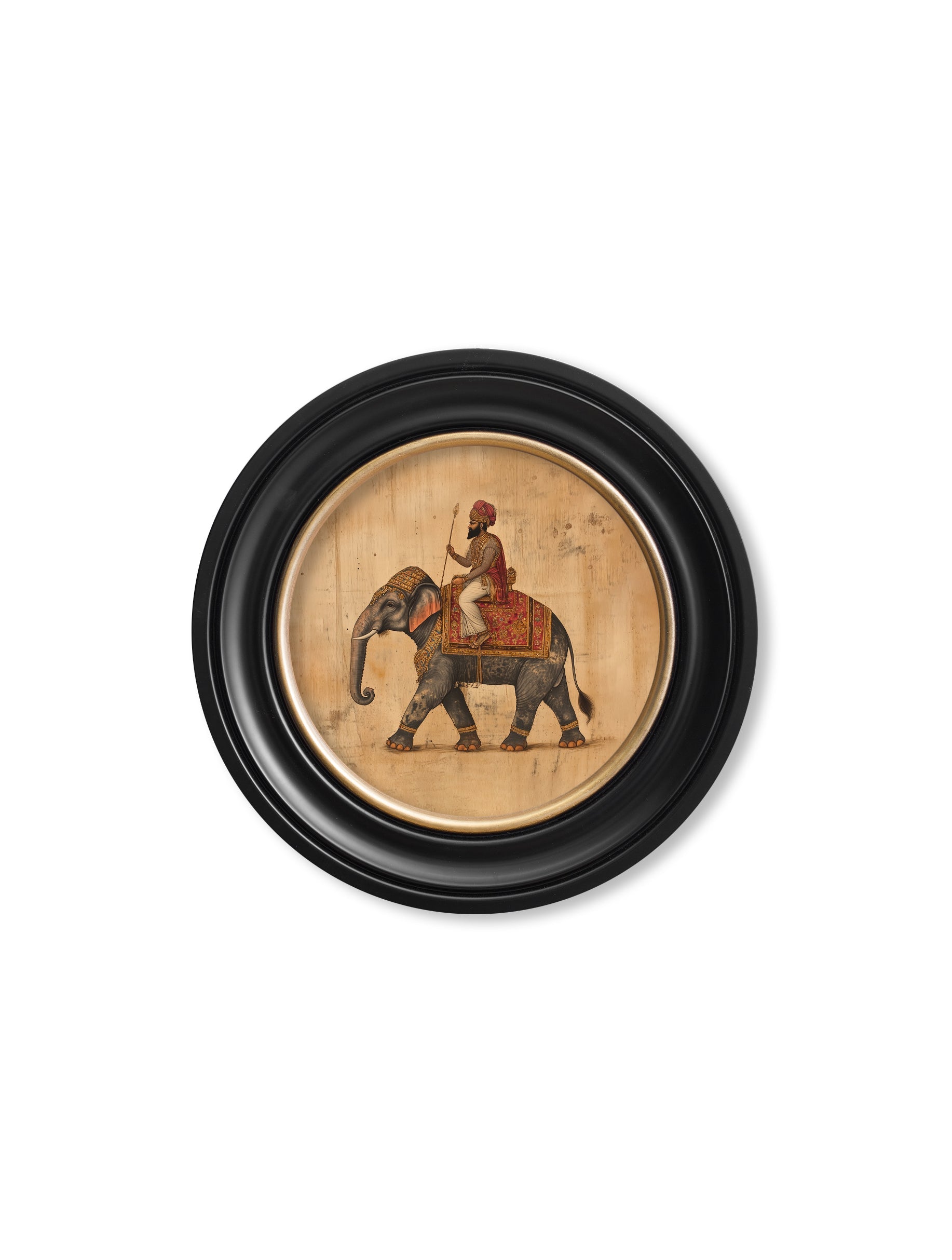 Mughal Emperor on Elephant LF  - Oxford round frame - Blythe Living