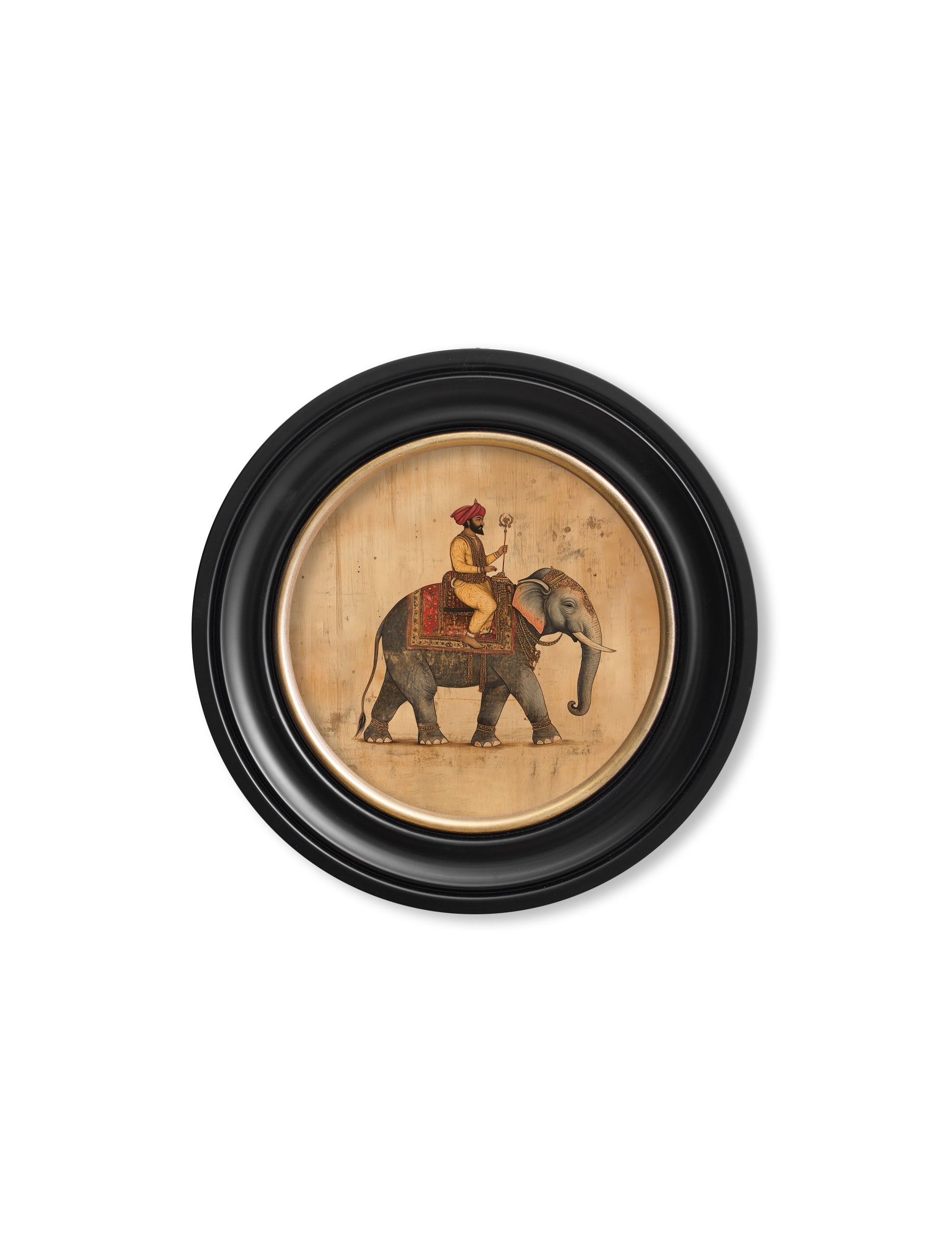 Mughal Emperor on Elephant RF  - Oxford round frame - Blythe Living