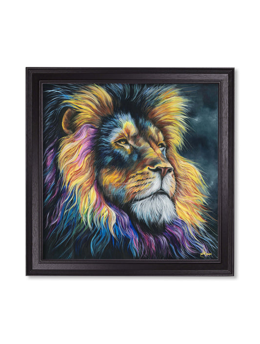 Lion Print 'Courage' by Amy Ansell - Black Square Frame - Blythe Living