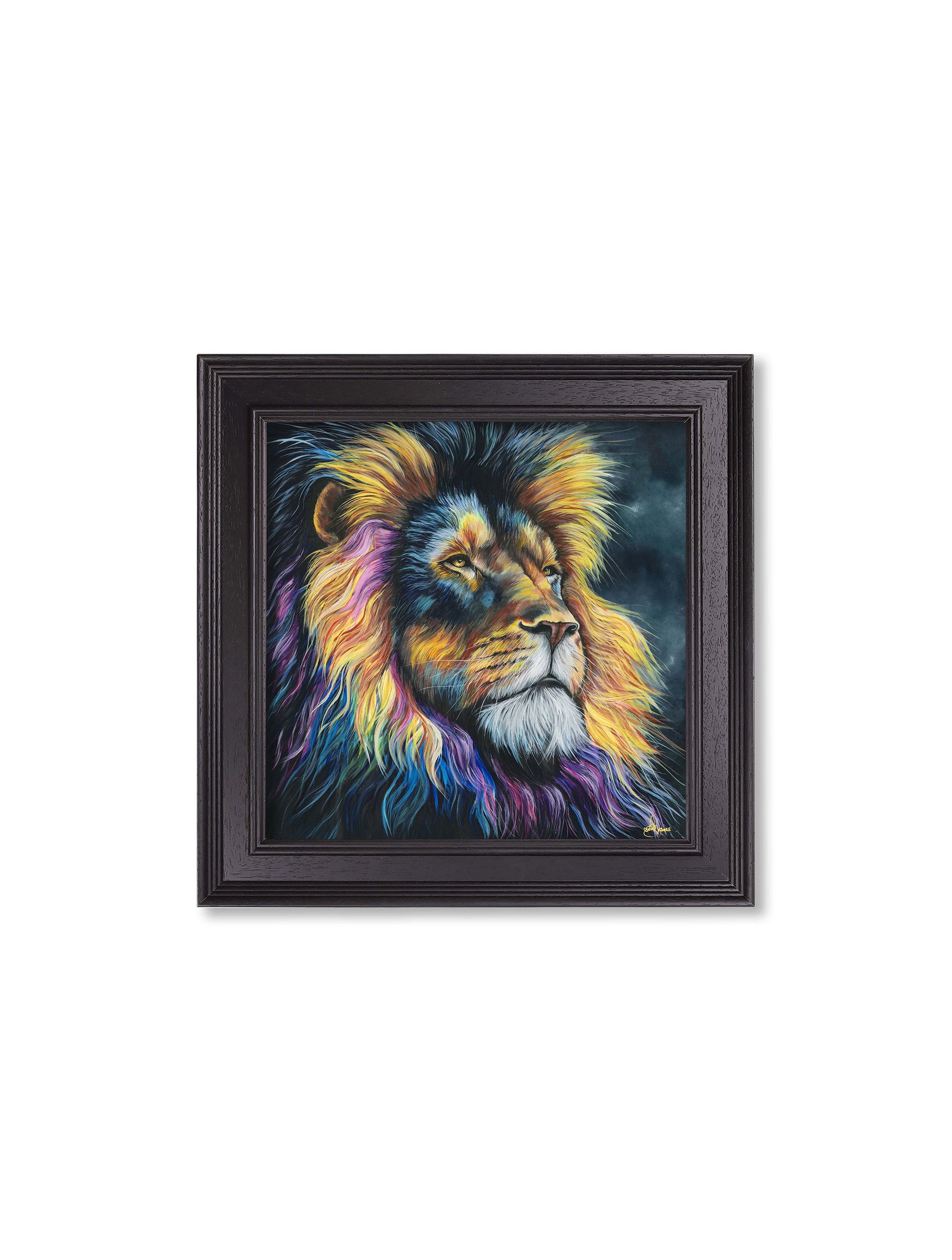 Lion Print 'Courage' by Amy Ansell - Black Square Frame - Blythe Living