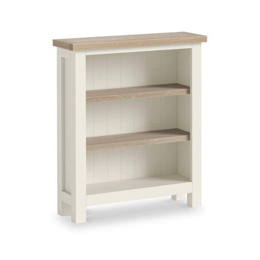 Modern Country Coconut White Low Bookcase with Shelves