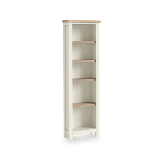 Modern Country Coconut White Slim Bookcase with Shelves