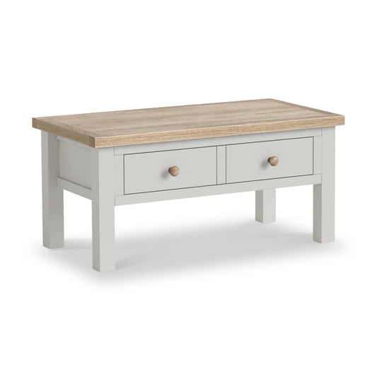 Modern Country Coffee Table with Drawer - Stone Grey