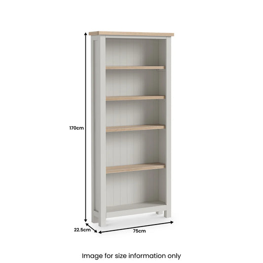 Modern Country Large Bookcase - Stone Grey