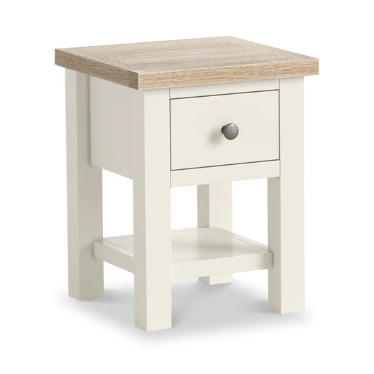 Modern Country Painted Oak Coconut White Lamp Table