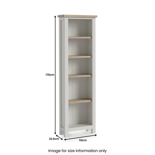 Modern Country Slim Bookcase - Stone Grey