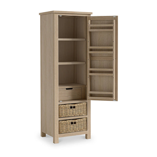 Modern Country Washed Oak 3 Drawer Larder