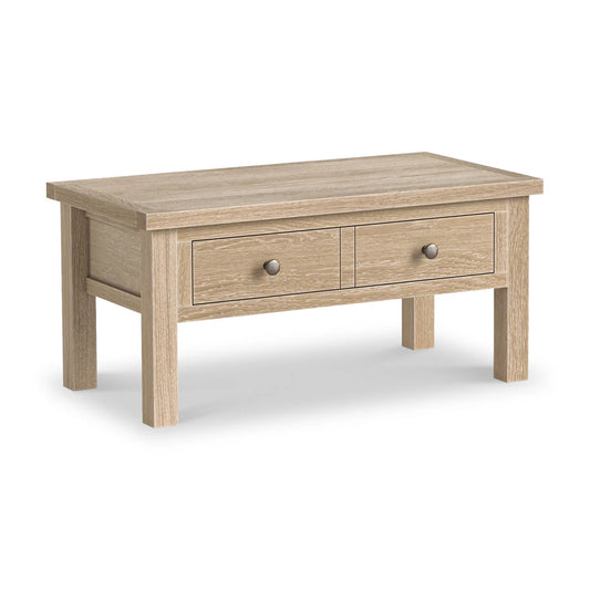 Modern Country Washed Oak Coffee Table with Drawer
