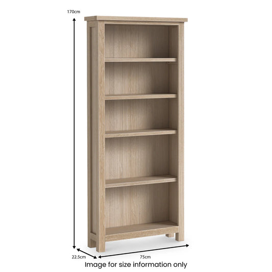 Modern Country Washed Oak Large Bookcase