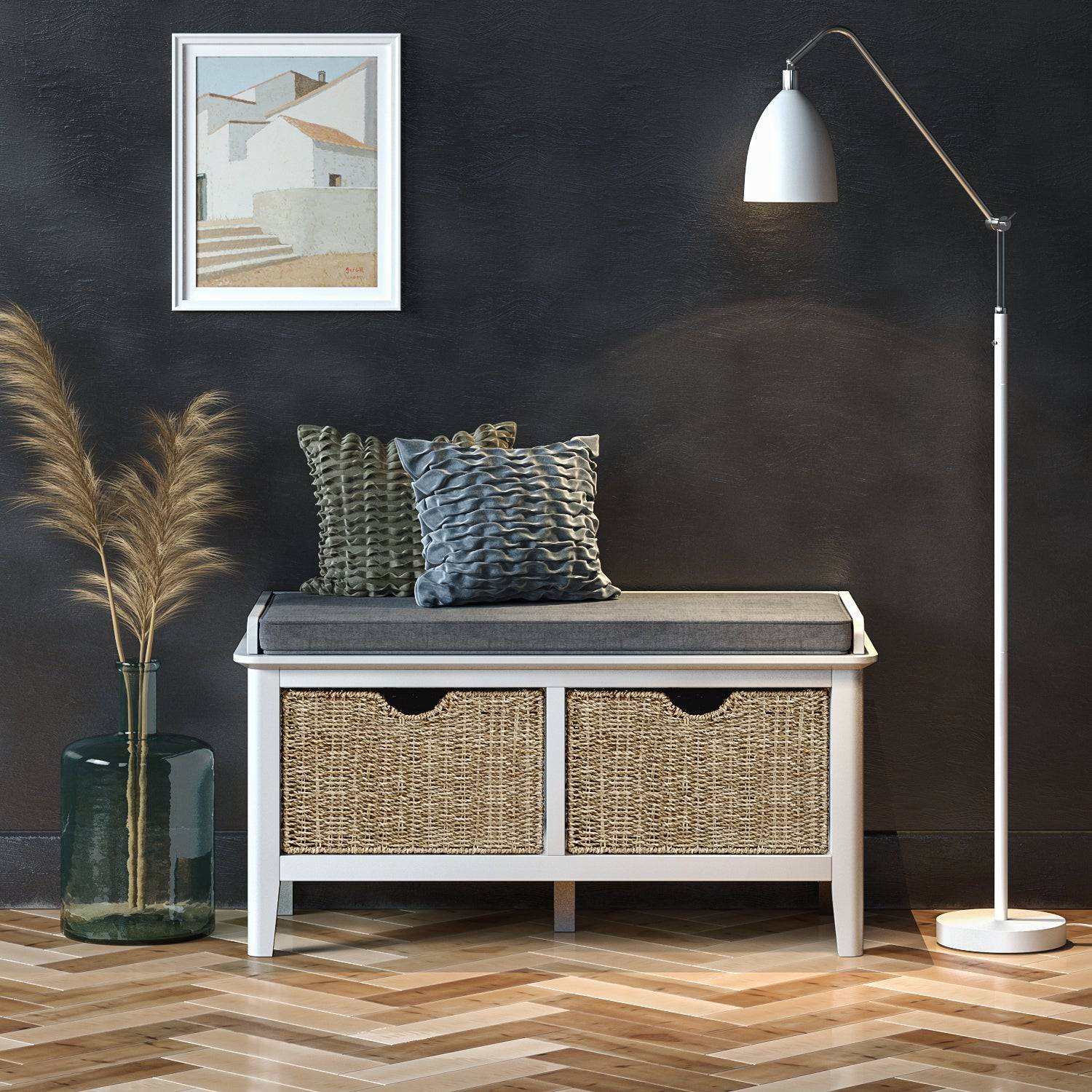 Hampstead White Storage Bench - Blythe Living