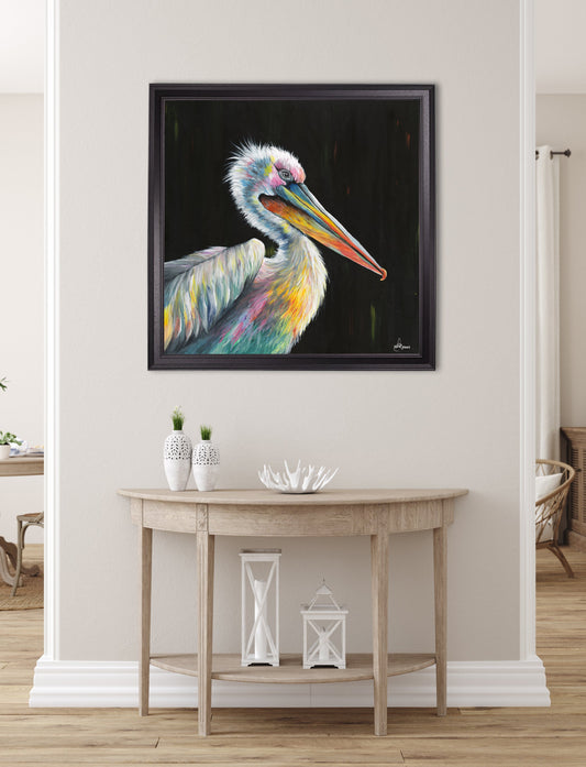 Pelican Print 'Pierre' by Amy Ansell - Black Square Frame - Blythe Living